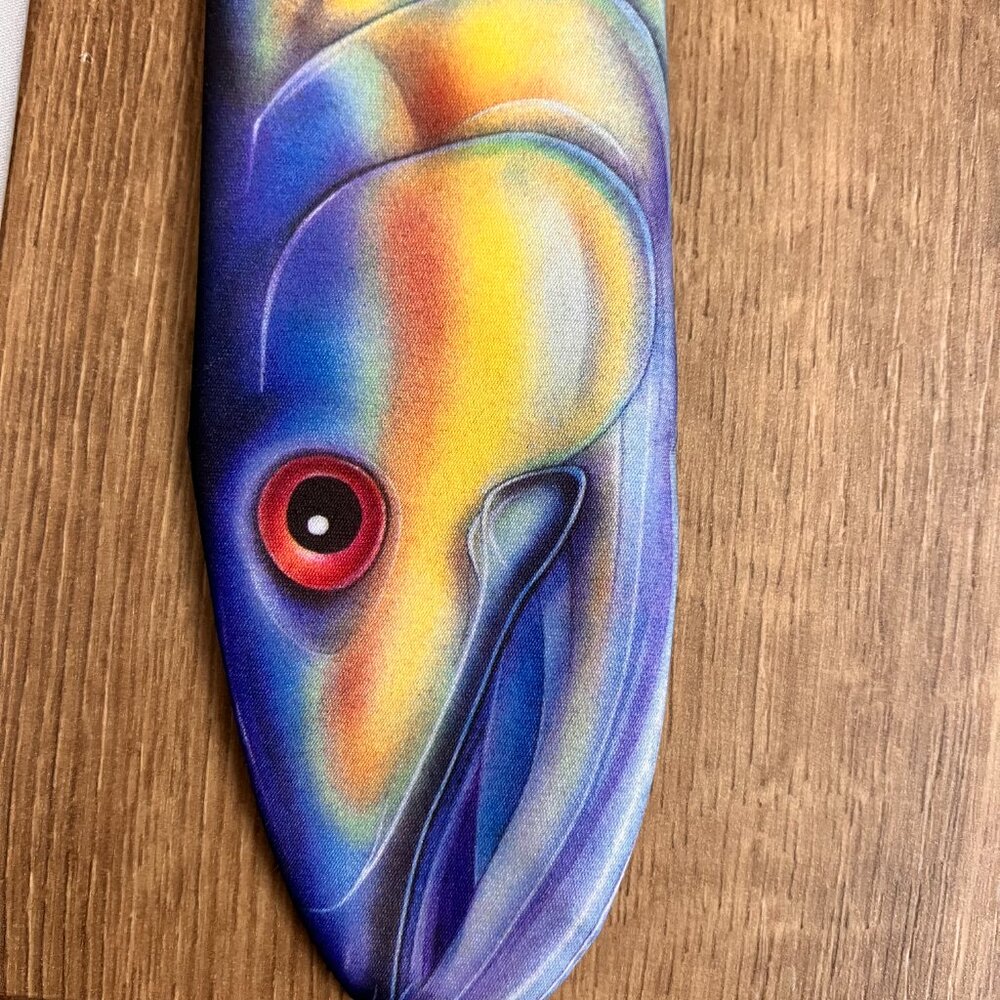 80s Fish Tie - Vintage Ralph Marlin Necktie Designer Tuna Print - Kitschy Tuna - Picture 3 of 7